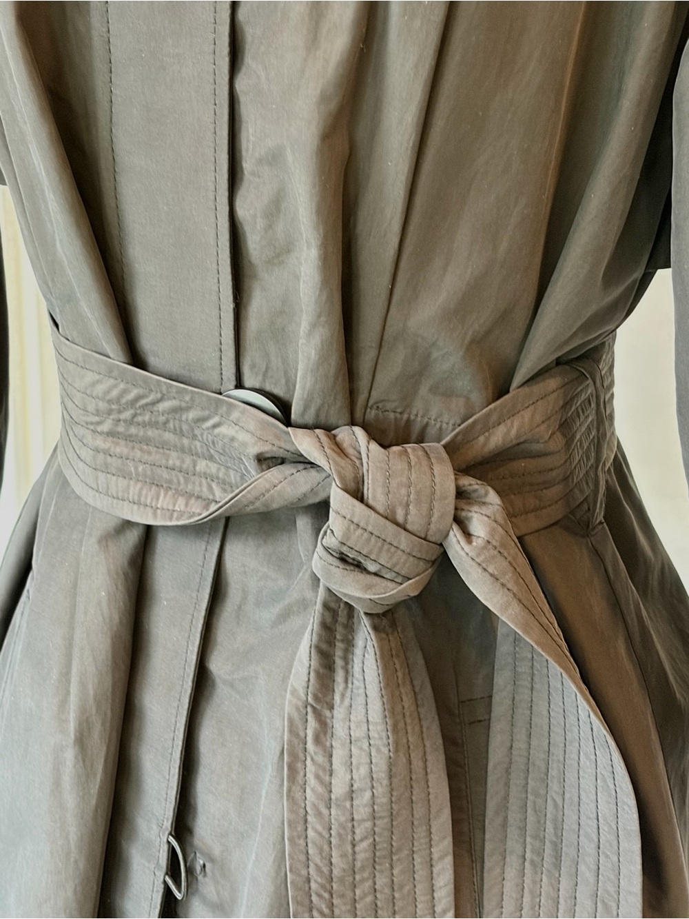 Vince Collarless Belted Trench, 3/4 sleeves, Cotton, dk grey, XS, GUC *button - Picture 12 of 16